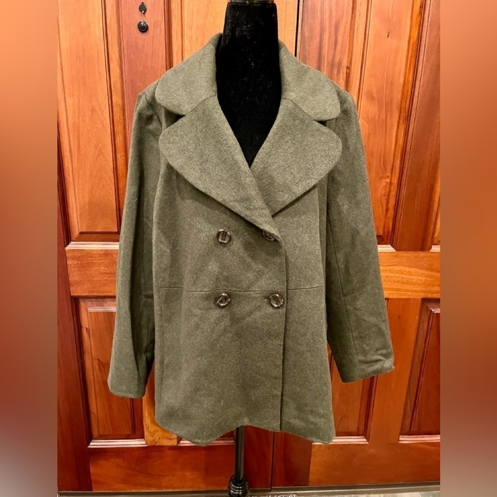 TALBOTS Olive Green Wool Stretch blazer jacket business career Made in italy 14